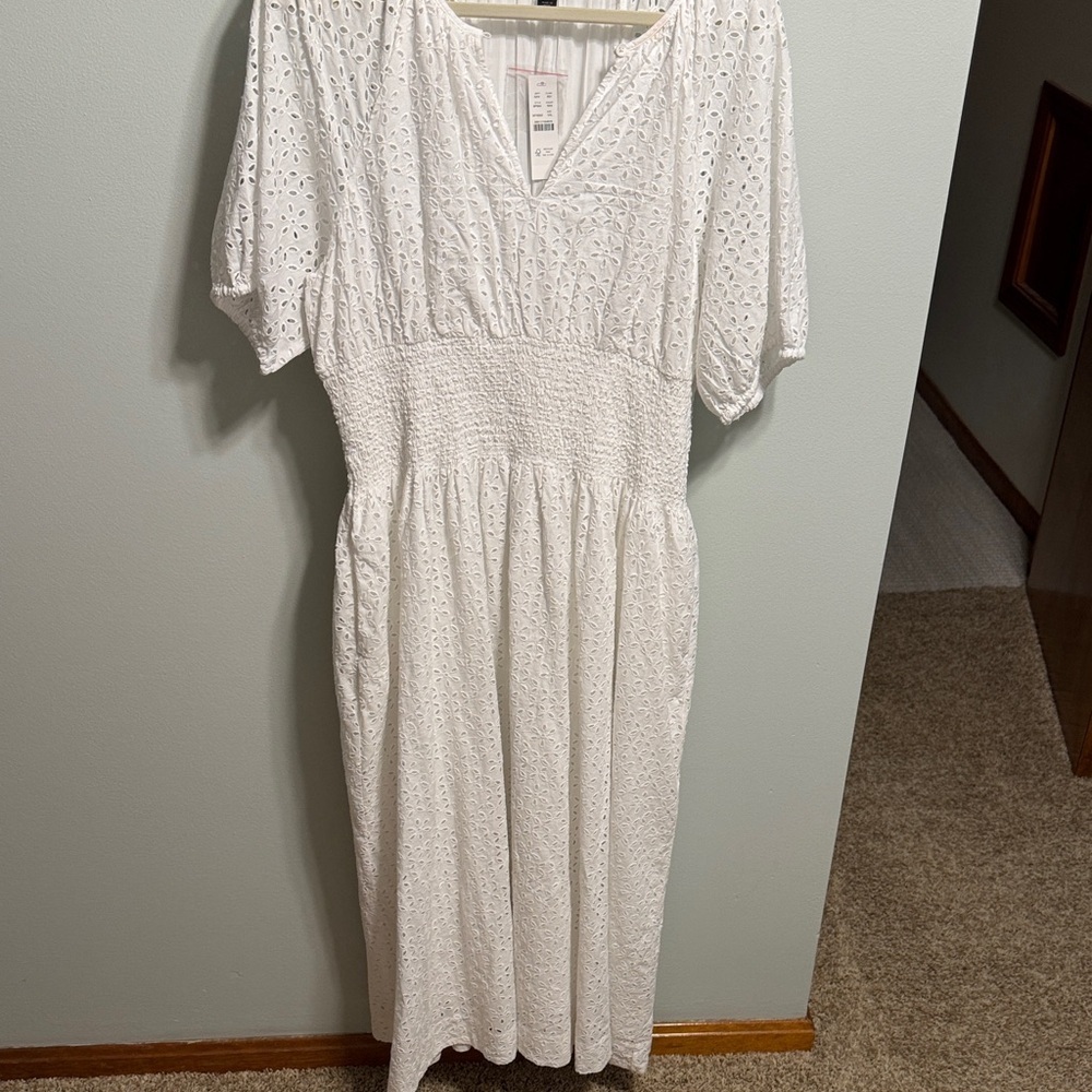 J.Crew White Floral Eyelet Dress XXL NWT - Picture 6 of 6